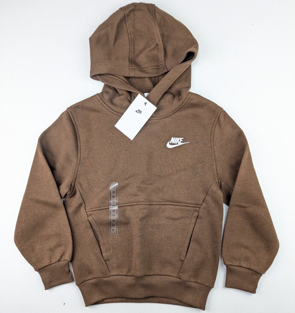 Nike Boys Chocolate Brown Logo Hoodie - XS Youth